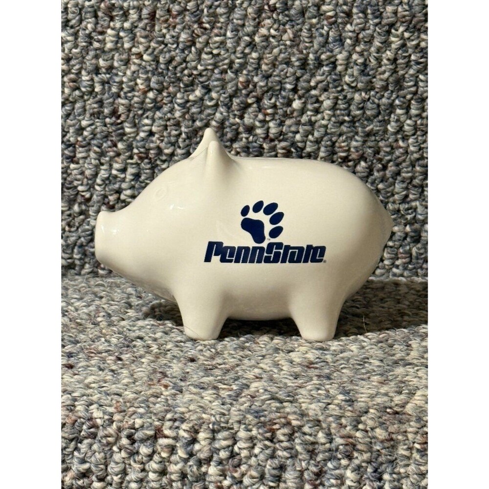 Vintage Penn State Pfaltzgraff Authentic White Piggy Bank Nittany Lions Rare